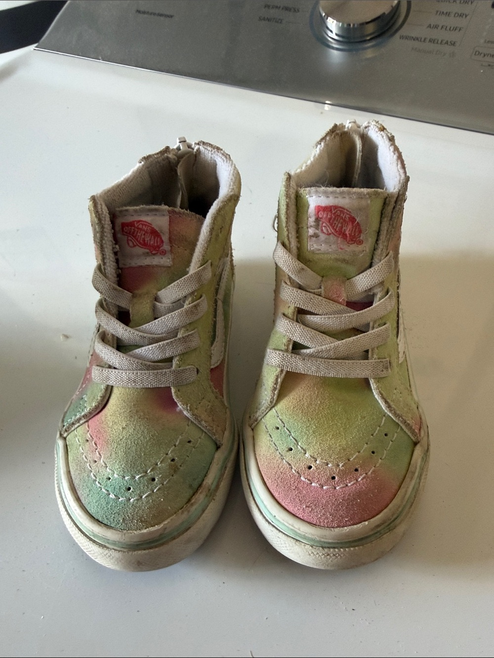 Vans Kids High-Top Sneakers in Pastel Tie-Dye Pink Green Cream